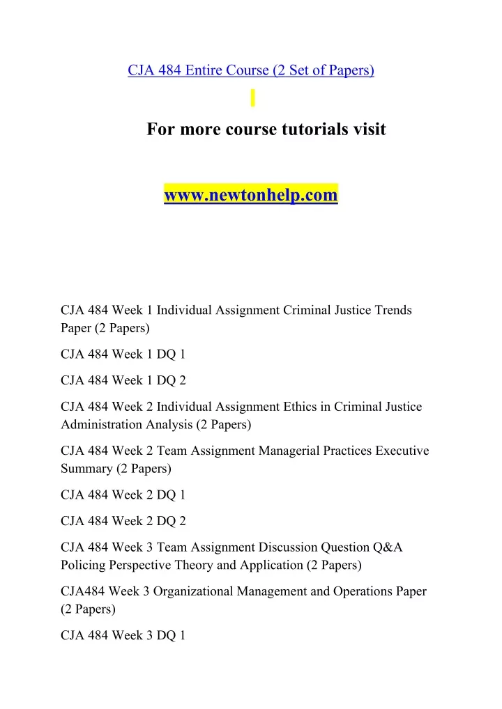 cja 484 entire course 2 set of papers