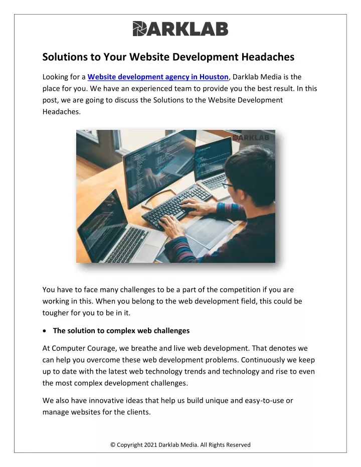solutions to your website development headaches