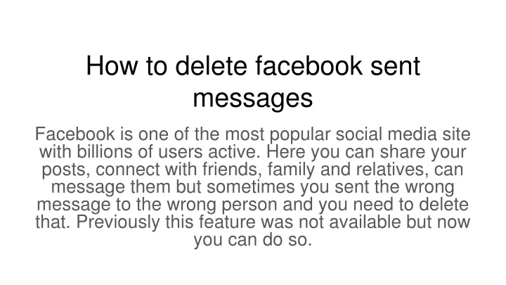 how to delete facebook sent messages