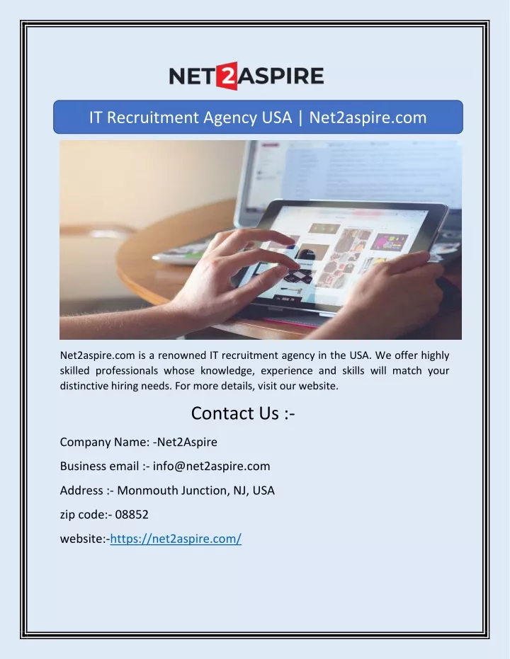 it recruitment agency usa net2aspire com