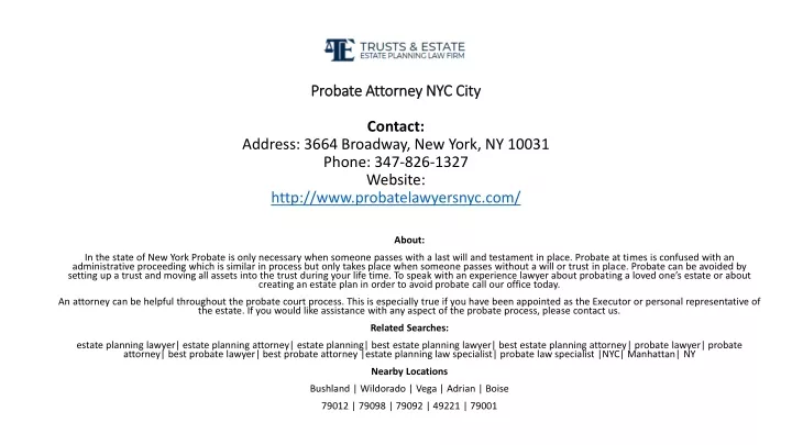 probate attorney nyc city contact address 3664