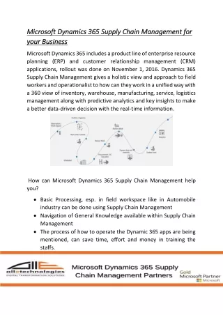 Microsoft Dynamics 365 SCM Partners