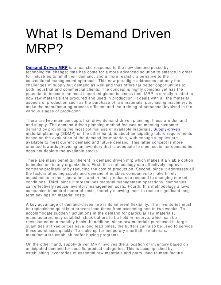 what is demand driven mrp