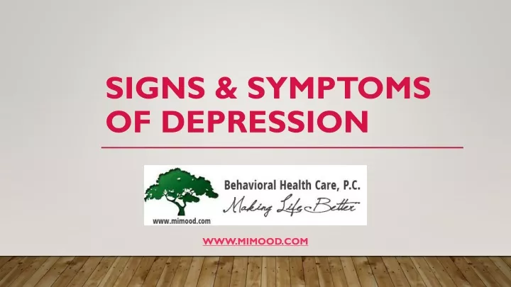 signs symptoms of depression
