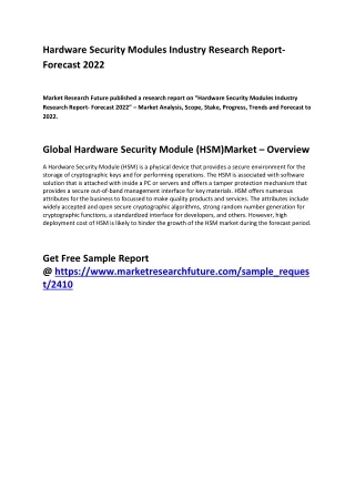 Hardware Security Modules Market 2020 - Identify Opportunities and Challenges