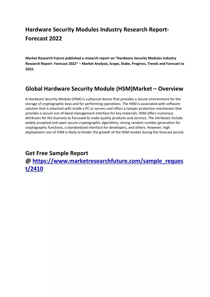 hardware security modules industry research