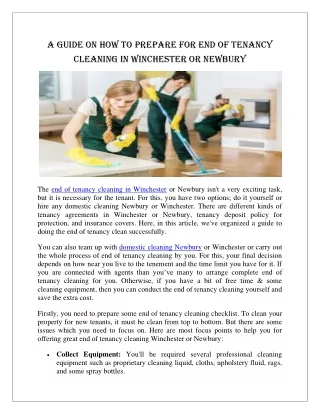 A Guide on How to Prepare For End of Tenancy Cleaning in Winchester or Newbury