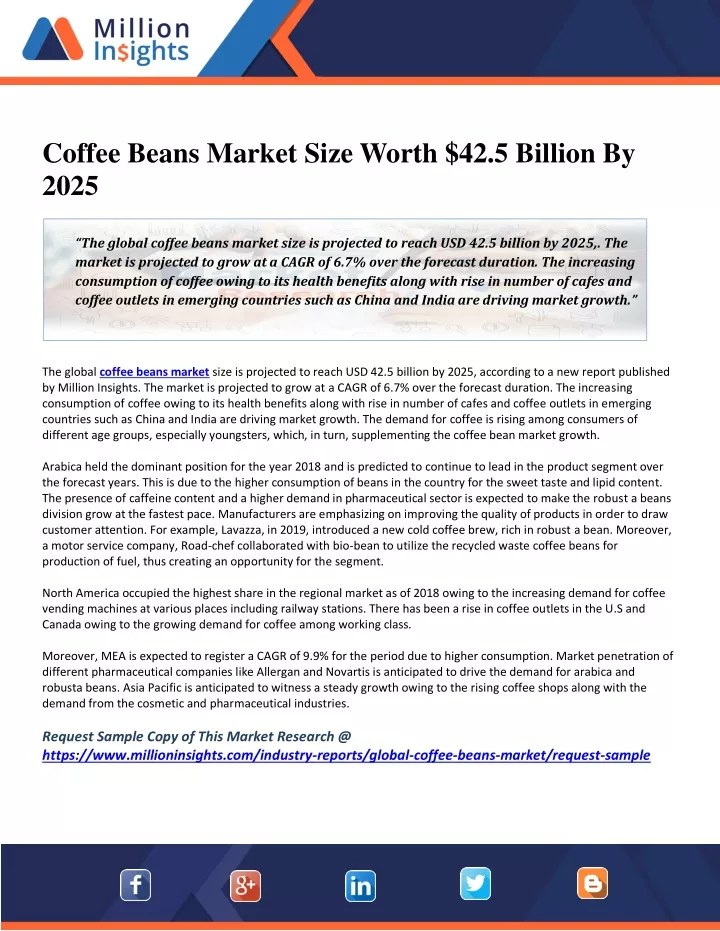 coffee beans market size worth 42 5 billion