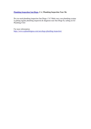 plumbing inspection san diego ca plumbing