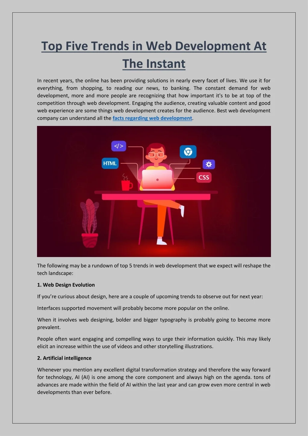 PPT - Top Five Trends in Web Development At The Instant PowerPoint ...