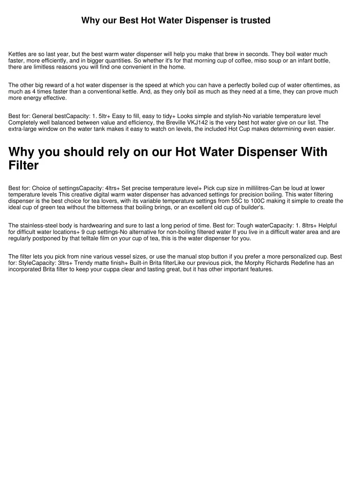why our best hot water dispenser is trusted