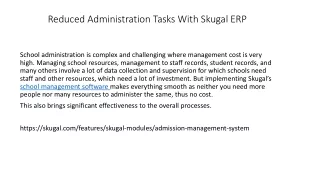 reduced administration tasks with skugal erp