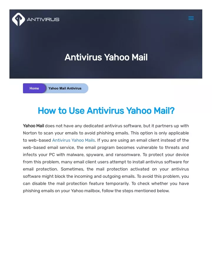 antivirus yahoo mail