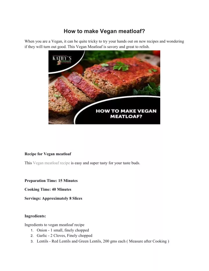 how to make vegan meatloaf