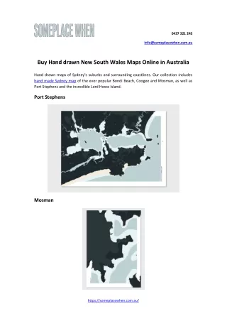 Buy Hand drawn New South Wales Maps Online in Australia