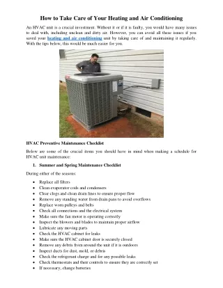 how to take care of your heating