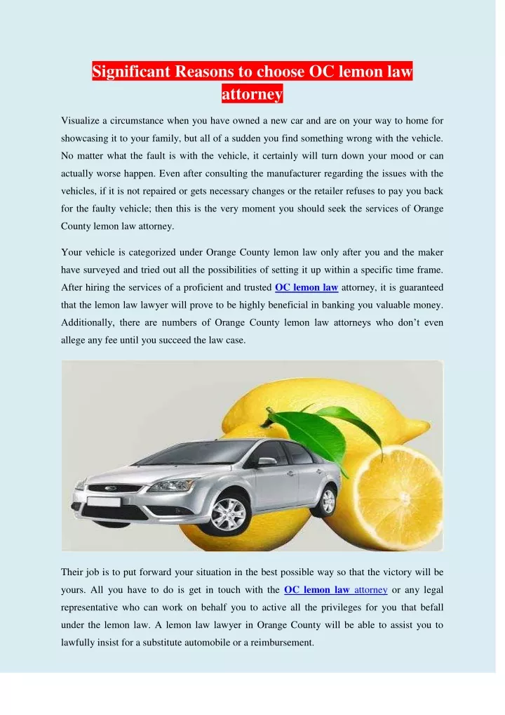 significant reasons to choose oc lemon
