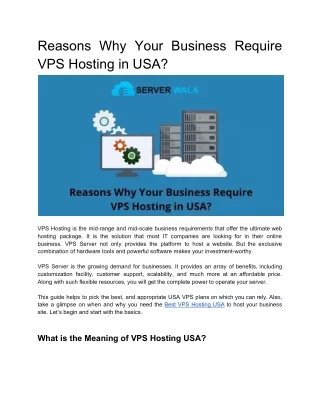 Reasons Why Your Business Require VPS Hosting in USA?
