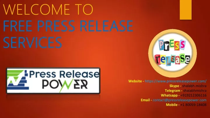 welcome to free press release services
