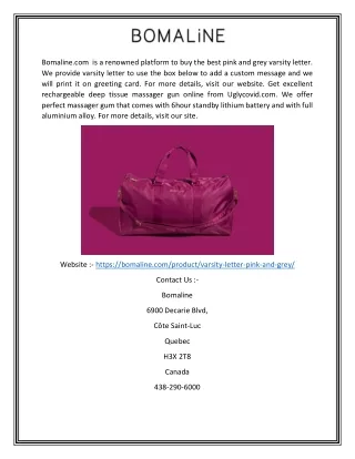 Buy Pink and Grey Varsity Letter Online | Bomaline.com