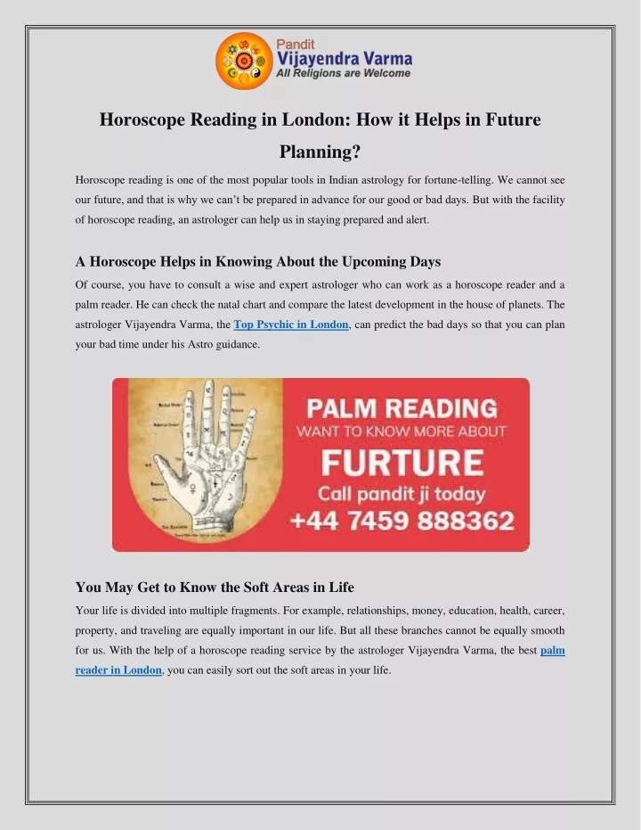 horoscope reading in london how it helps in future