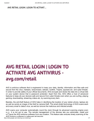 AVG Retail Login | 1-888-315-5450 Login to AVG Account