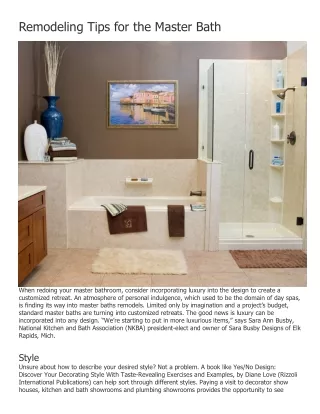 Remodeling Tips for the Master Bath