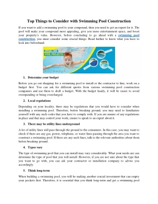 top things to consider with swimming pool