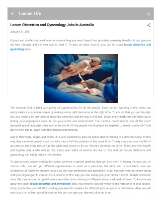 Locum Obstetrics and Gynecology Jobs in Australia