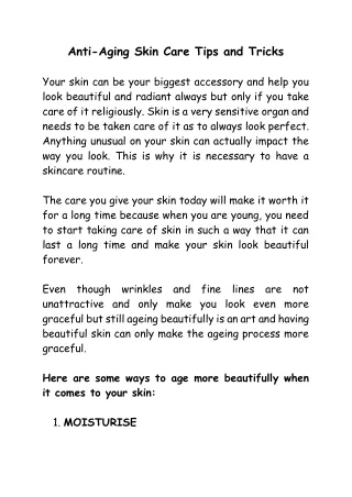 anti aging skin care tips and tricks
