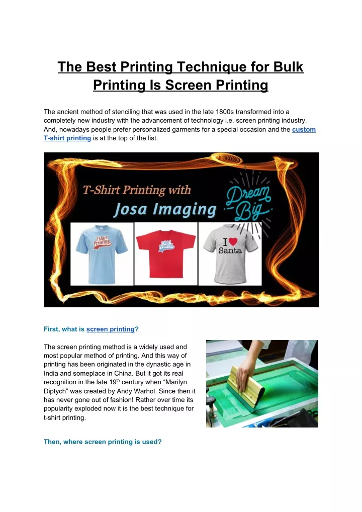 the best printing technique for bulk printing