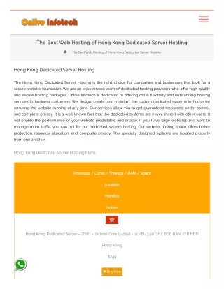 the best web hosting of hong kong dedicated
