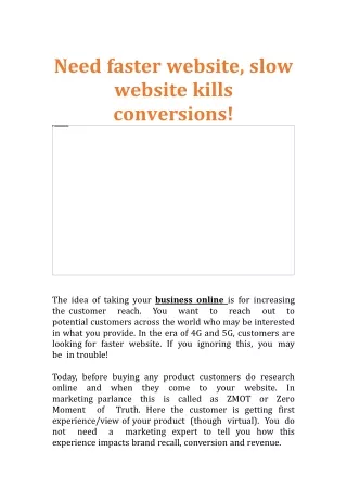 Need faster website, slow website kills conversions!