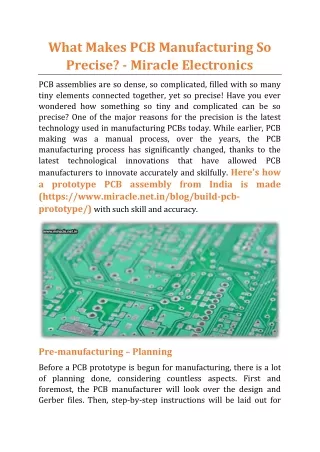 what makes pcb manufacturing so precise miracle