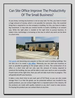 Site Office Improve the Productivity of the small Business