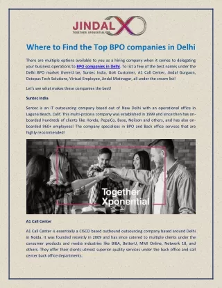 Where to Find the Top BPO companies in Delhi