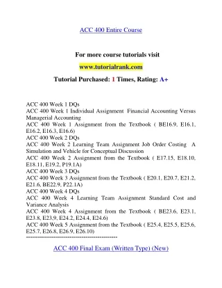 ACC 400 Education Organization- tutorialrank.com