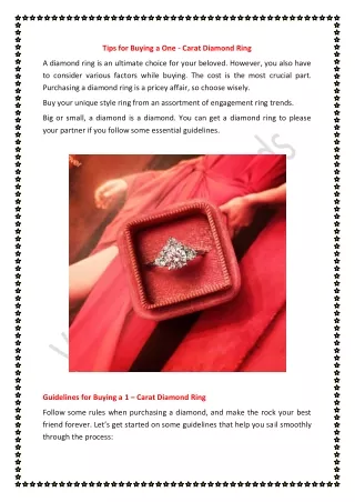 tips for buying a one carat diamond ring
