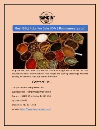 Best BBQ Rubs For Sale USA | Banginmeats.com