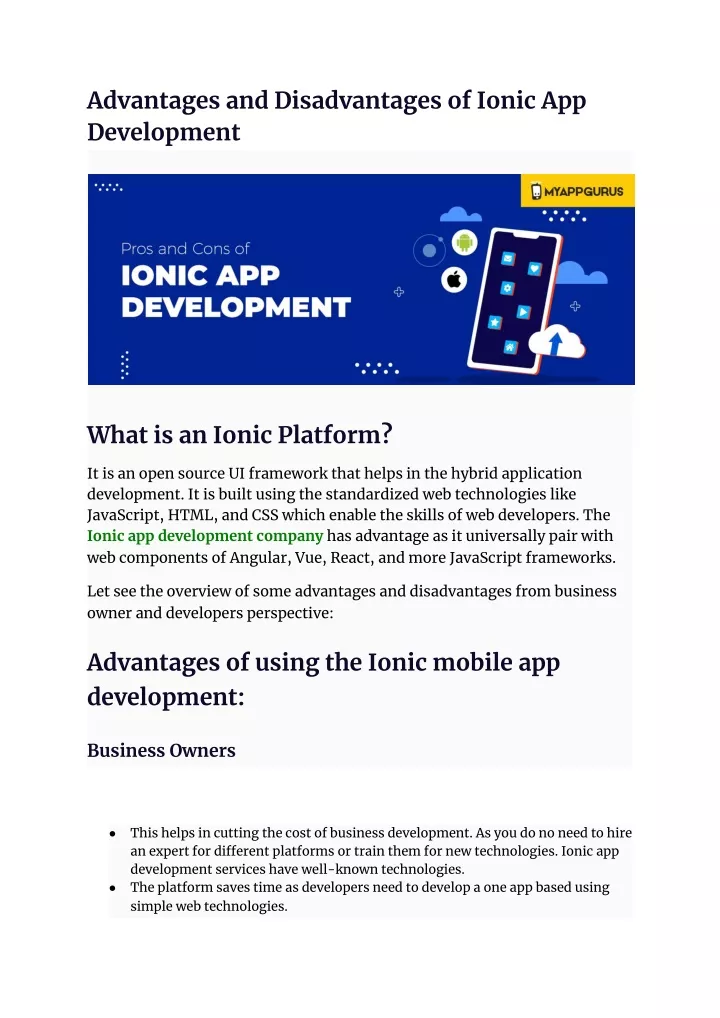 advantages and disadvantages of ionic
