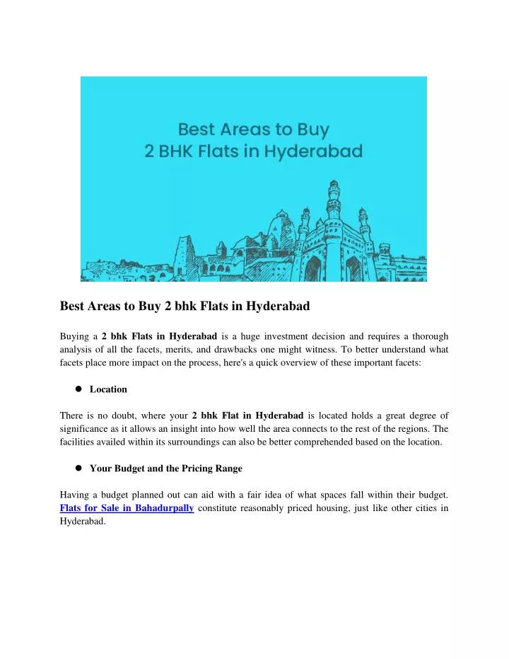 best areas to buy 2 bhk flats in hyderabad