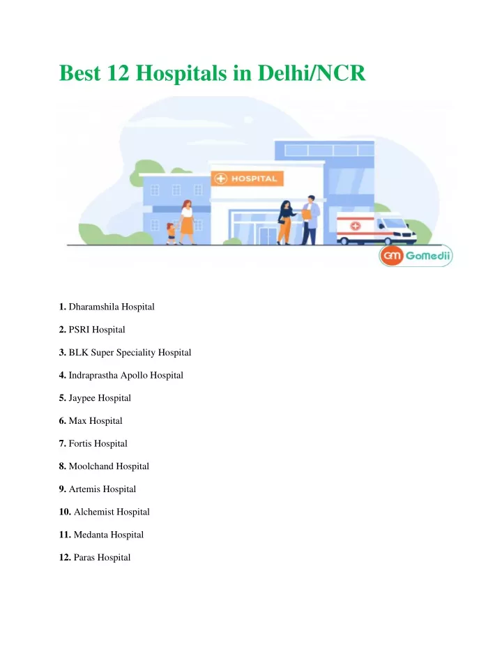 best 12 hospitals in delhi ncr