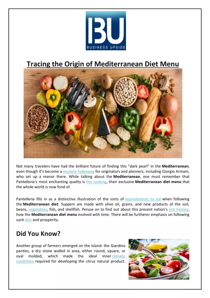 tracing the origin of mediterranean diet menu