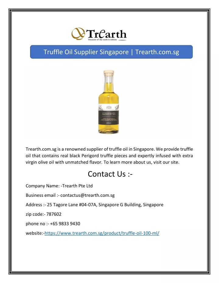 truffle oil supplier singapore trearth com sg