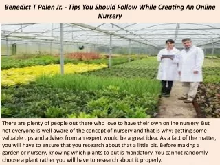 benedict t palen jr tips you should follow while creating an online nursery