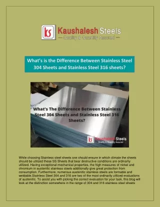 What’s The Difference Between Stainless Steel 304 Sheets and Stainless Steel 316 Sheets?