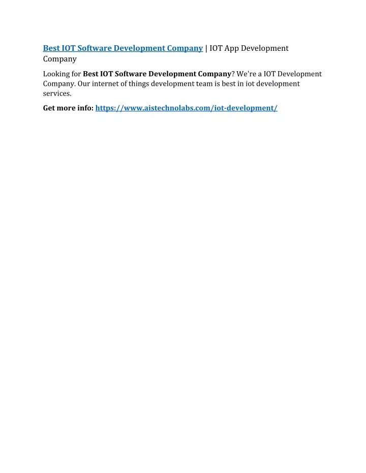 best iot software development company