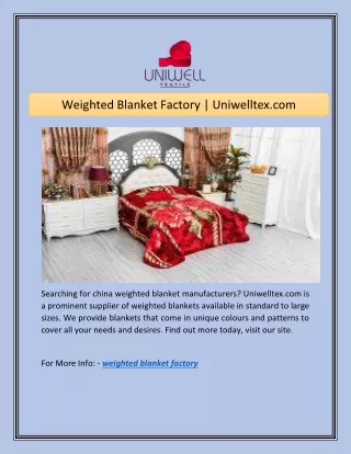 Weighted Blanket Factory | Uniwelltex.com