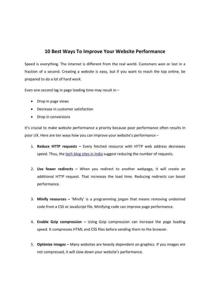 10 best ways to improve your website performance