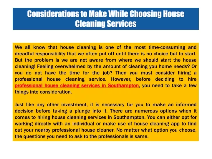 considerations to make while choosing house